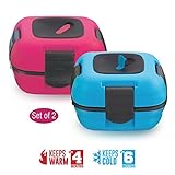 Lunch Box ~ Pinnacle Insulated Leak Proof Lunch Box for Adults and Kids - Thermal Lunch Container With NEW Heat Release Valve ~Set of 2~ Blue/Pink