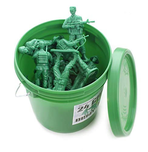 Well Pack Box Green Bucket of 24 Giant Army Men Tall Action Figures Soldiers Perfect for Sandbox Bathtub Party
