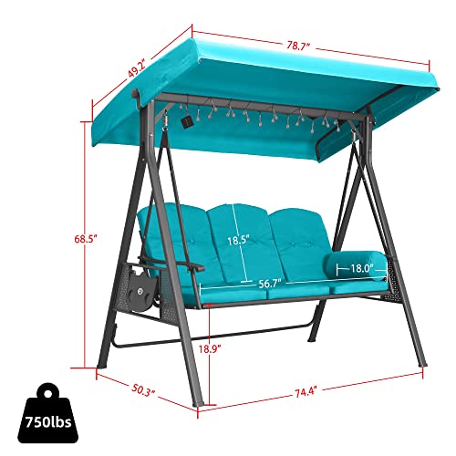 Outdoor Swing PURPLE LEAF Outdoor Patio Porch Swing With Stand,