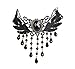 MEiySH Lolita Gothic Black Lace Choker Beads Tassels Chain Pendant Necklace Earrings Set