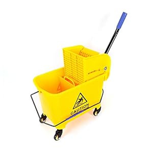 20 liter schoonmaakwagen mopemmer mini reinigingswagen met anti-slip herinnering van kunststof geel voor reinigingsgerei