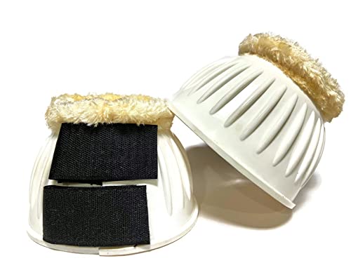 Equipride OVERREACH BOOTS BELL BOOTS MADE RUBBER WITH FAUX FUR LINED XXL-XS (XXL, White)