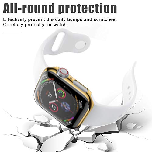 Weite Shock-Proof All-Around Protective Case, [Ultra-Thin] Durable PC Plated Plating Bumper iWatch Protective Cover Compatible for Apple Watch Case 44mm iwatch Series 4 (Gold)
