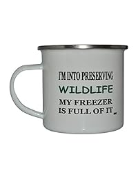 Taza divertida de caza con esmalte para acampada,