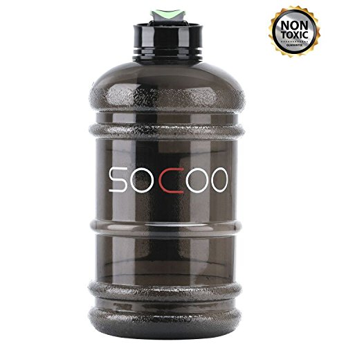 Gym Bottle 2.2L Large Water Bottle Leak Proof Giant Sports Water Bottle for Gym Fitness Athletic Outdoor Camping Big BPA Free Plastic Sports T-Black