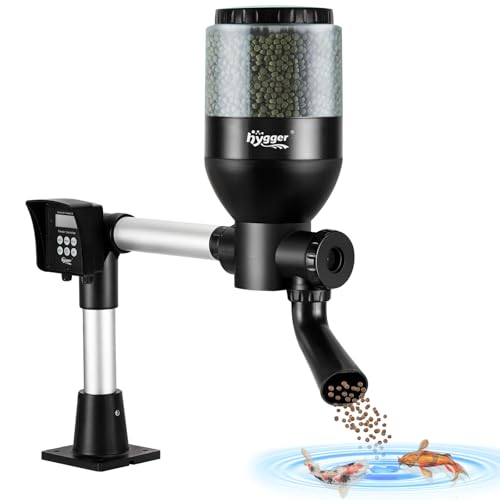 hygger Automatic Pond Feeder, Large Programmable Automatic Fish Feeder with LCD Display Controller, 5.5 Liters Pond Fish Feeder Koi Feeder for Weekend Holiday