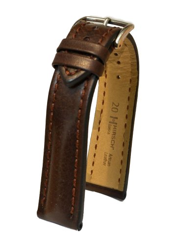 Hirsch Lucca Distressed Textured Leather Watch Band Bracelet Brown 20mm