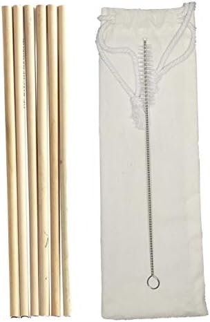 Bamboo Drinking Straws | 6 Straws, Cotton Bag & Cleaning Brush | Biodegradable Natural | Eco Friendly | BPA Free |Dishwasher Safe | Reusable | Organic | Sustainable & Durable | Plastic Free