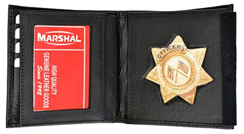 Leather Bi-fold Badge Holder Black #2517TA