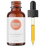 Teddie Organics Rosehip Seed Oil for Face, Hair and Skin 1oz, Pure Rose Hip Oil works as carrier and facial oil