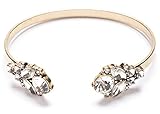 Crystal Bracelet in Gold | Statement Bracelet Cuff Bangle with Big Rhinestones Glitz and Glamour