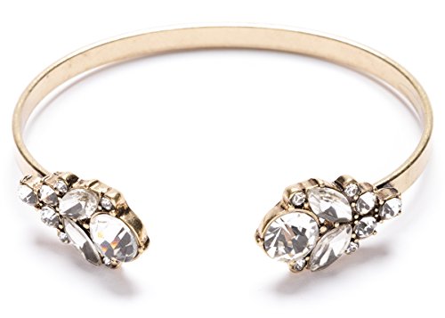 Crystal Bracelet in Gold | Statement Bracelet Cuff Bangle with Big Rhinestones Glitz and Glamour