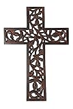 Wooden Wall Hanging Cross Handmade Antique Design Religious Altar Home Living Room Décor Accessory (Design 1)