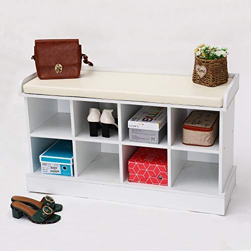 image for love furniture 8 Cubbies Shoe Entryway Bench Storage with Fireproof Cu