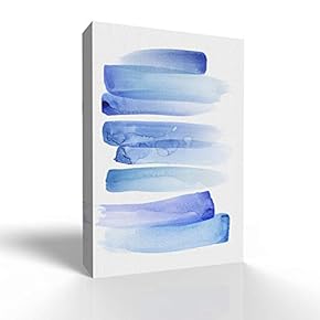 Canvas Wall Art - Watercolor Abstract Color Block Line Draw - Modern Home Art Stretched and Framed Ready to Hang - 12x18 inches