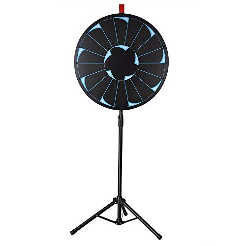 AyaMastro 24 inches Black Editable Prize Wheel Spinning Slot Tradshow Spin Game Fortune Adjustable Tripod Stand Portable Corporate Events Trade Show Parties with Ebook