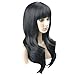 BERON Black Wig 26 Inches Long Wavy Wig Black for Daily Party Wig Cap Include