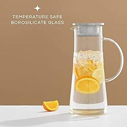 JoyJolt Glass Pitcher with Lid - 50oz Glass Water