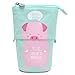 Stand up Pencil Holder ,Roiroiko Telescopic Pencil Case Transformer Pen Box Cartoon Cute Stationery Pouch Bag,Canvas+PU Cosmetics Pouch Stand Store Pen Organizer for Students Boys and Girls (green)