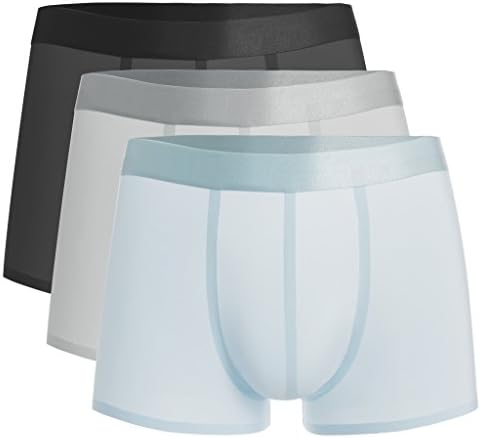 Ramanmix Men's Underwear 3 Pack Ice Silk Ultra-thin Boxer Briefs (Size M)