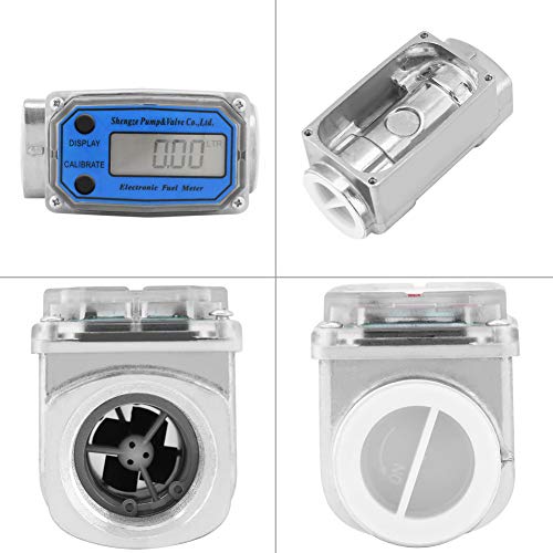 image for Seesii 1″ Display Digital Turbine Flow Meter,Gas Oil Fuel Flowmeter,