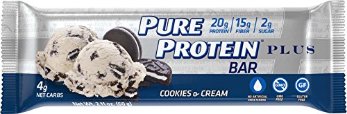 Pure Protein Plus Bars, Gluten Free, Cookies and Cream, 2.11 oz, 6 Count
