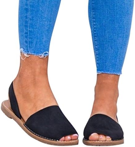 Hemlock Summer Flat Sandals Women Dress Party Shoes Peep Toe Low Heel Beach Platform Sandals (US:7, Black)