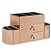 Beautify Large Mirrored Rose Gold Glass Cosmetic Makeup Storage Organizer and Jewelry Box with 2 Drawers and 7 Sections with Silver Handles