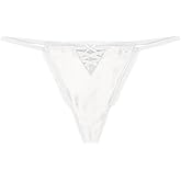 FEELITS 22 Momme 100% Mulberry Silk Thongs for Women, Luxury Shiny Silk Satin G-String Panties, Sexy Cheeky Lace T-back