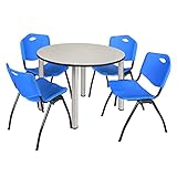 Kee 48" Round Breakroom Table- Maple/ Chrome & 4