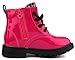 LONSOEN Boys Girls Waterproof Lace/Zip Up Kids Boots,KDB002 Hotpink CN27