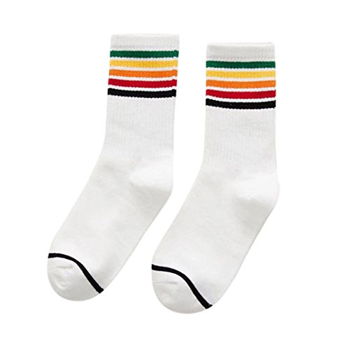 image for Tloowy Clearance! 1 Pair Women Teen Girls Fashion Rainbow Striped Prin