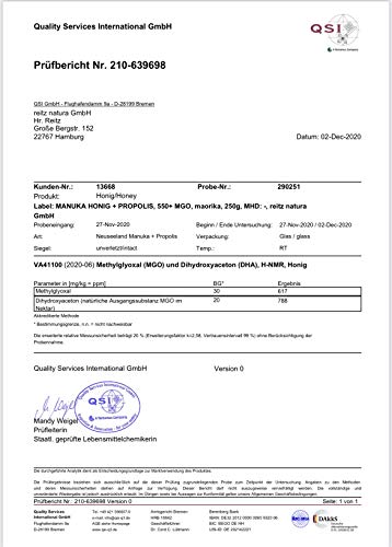 maorika - Manuka Honig 550 MGO im Glas (lichtundurchlässig) - laborgeprüft, zertifiziert aus Neuseeland (Manuka Honig mit Propolis) – Bild 5