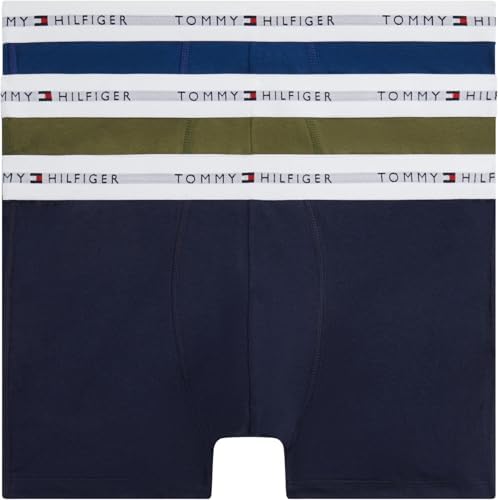 Uomo Pantaloncini Boxer Confezione da 3 con Fascia con Logo, Multicolore (Arm Grn/WDG Blu/Ptch Blu), L