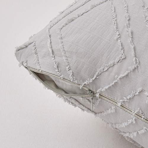 MoMA Decorative Jacquard Diamond Throw Pillow Covers (Set of 2) - Cotton Pillow Cover Sham Cushion Cover - Throw Pillow Cover - Sofa Throw Pillow Cover - Square Pillowcase - Light Gray - 18" x 18" - Thumbnail 3