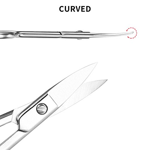 Nose Hair Scissors Set for women and men - Grooming Scissors for Personal Care Facial Hair Removal - Hair scissors for Brow, Ear, Moustache, Beard, Eyelashes - 2 Pcs - by NIPOO