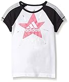 Adidas Little Girls' Short Sleeve Raglan Tee, White/Black, 6