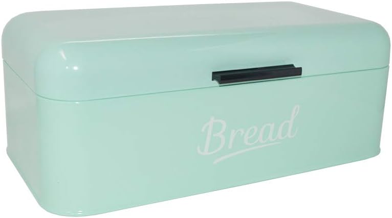 DRULINE Brotkasten Metall | Brotbox | Brotkiste | Brot | Aufbewahrungsbox | Brotkorb | Brotbehälter | Brotkiste | Frischhaltebox | Küche | Büro | Picknick | Hochwertig verarbeitetes Metallblech | Großer Stauraum | 16,5x42x23cm (L/B/H) | Mint