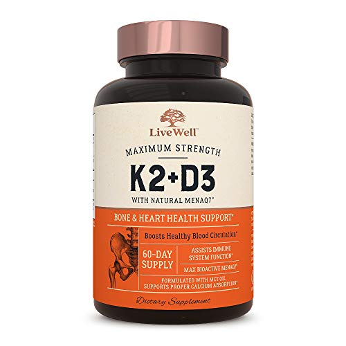Live Conscious Vitamin K2 MK7 with D3 Supplement by LiveWell Bone