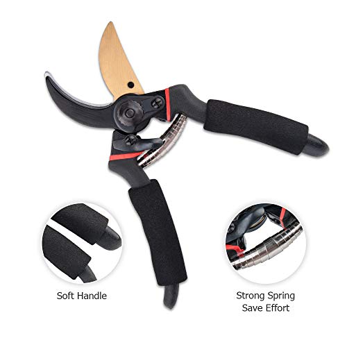 Professional Sharp Bypass Pruning Shears,Pruning Shears Garden Bypass Pruners and Ergonomic Fruit Tree Flower Cutter Grafting Garden Scissors - Thumbnail 5