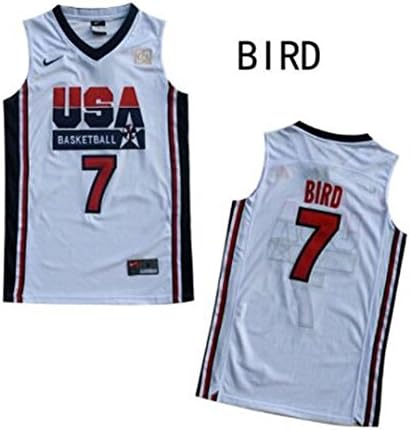 TraceMA No.7 Bird Jersey Basketball Jersey Sports Embroidery Men's Jersey White (S)