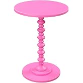 Convenience Concepts Palm Beach Spindle Table 17.75" - Traditional Round End Table for Living Room, Turned Solid Wood Side Table, Classic Display Pedestal Table, Pink