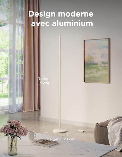 Govee RGBIC Living Room Floor Lamp, WiFi LED Floor Lamp Works with Alexa, Matter, Google APP, Music Sync, 16 Million Colours and 61 Stage Modes, Modern Lamp for Bedroom Room, Gold