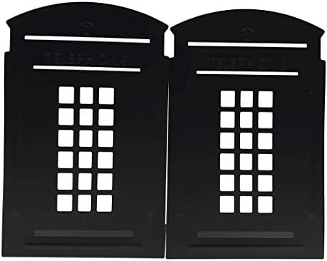 Arsdoll Vintage Fashion British Style London Telephone Booth Heavy Duty Nonskid Iron Metal Bookend Decorative Book Holder Organizer For Office School Library Home Study Decoration Gift (Black)