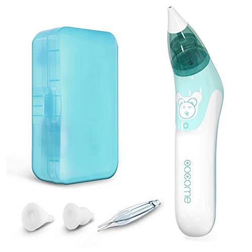 OOCOME Baby Nasal Aspirator-Safe Hygienic Nose Ear Cleaner,Electric Silicone Earwax Removal Tool for Newborns and Infants,Include 2 Sizes of Nose Tip,1 Ear Tip,1 Tweezer,10 Tweezer Tips(FDA Certified)