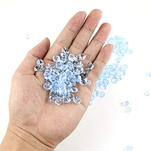 UPlama 800PCS Fake Crushed Ice Rocks,Acrylic Diamond Crystals Ice Rocks Fake Diamonds Plastic Clear Ice Cubes Diamond Table Scatters Acrylic Gems For Vase Fillers Home Decoration Wedding Birthday(Blue - Thumbnail 2