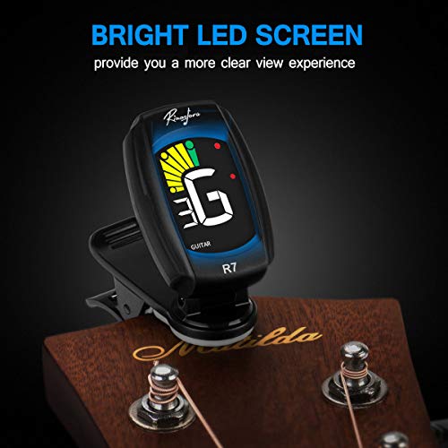 image for Rinastore Clip-On Tuner For Guitar, Bass, Violin, Ukulele & Chromatic 