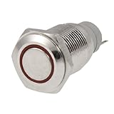uxcell® RED Led Light 16mm 12V Stainless Steel Momentary Push Button Switch
