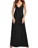 Kidsform Women Maxi Dress Casual Sleeveless Deep V Neck Loose Summer Beach Long Dresses