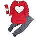 Jastore® Kids Girl Cute 2PCS Heart Shaped Clothing Set Long Sleeve Top +Leggings (2-3 Years, Red)